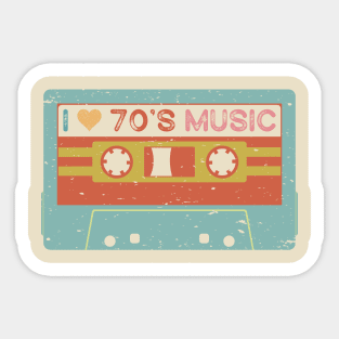 I Love 70's Music Sticker